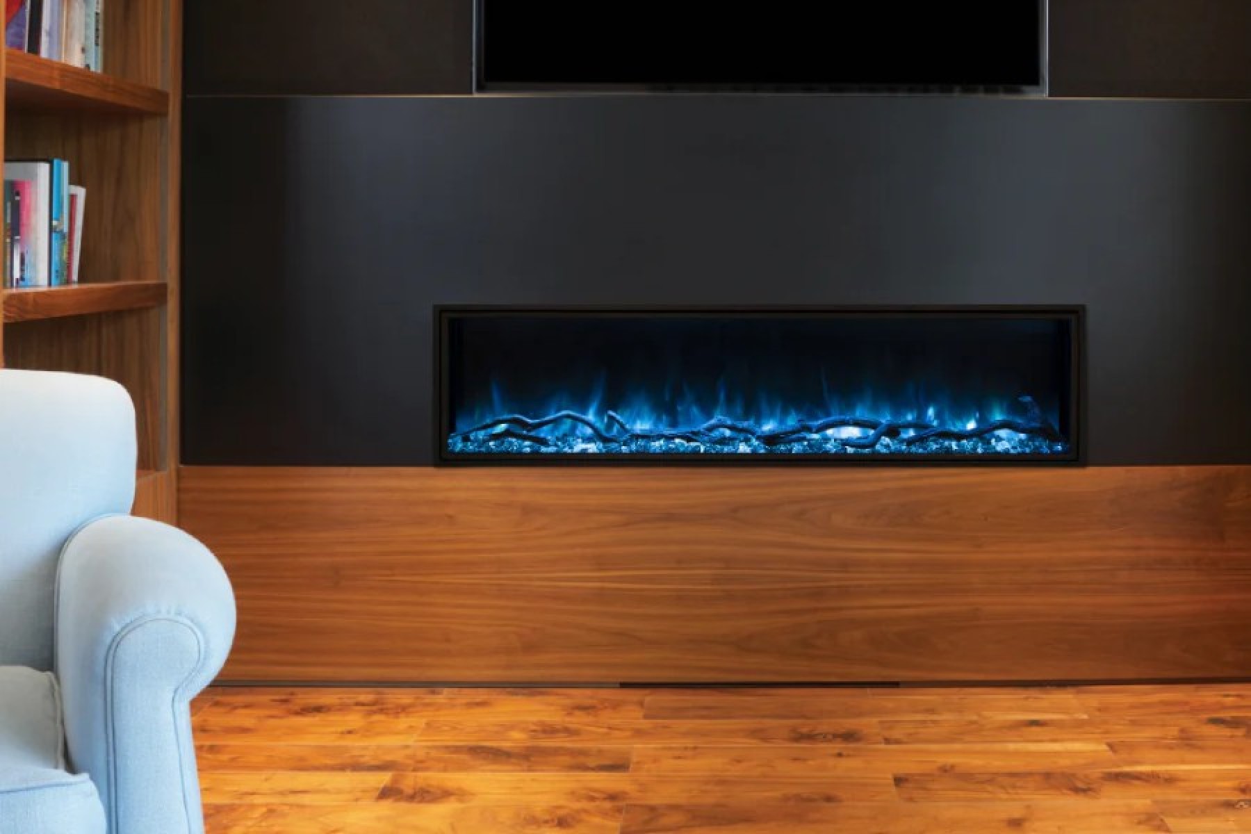 Modern Flames Landscape Pro Slim Electric Fireplace – 56-Inch Built-In Fireplace | Edge-to-Edge Viewing With Heater